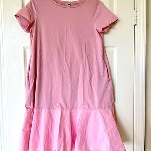Pink dress with flared out trim